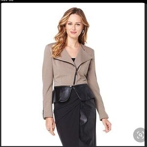Nene Leakes peplum moto jacket Taupe and black. 1X